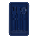 Lunchbox mit zwei Ebenen, Verschlussclips und integriertem Besteck 1,55 l farbe dunkelblau siebte Ansicht