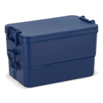 Lunchbox mit zwei Ebenen, Verschlussclips und integriertem Besteck 1,55 l farbe dunkelblau achte Ansicht
