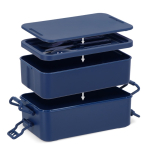 Lunchbox mit zwei Ebenen, Verschlussclips und integriertem Besteck 1,55 l farbe dunkelblau neunte Ansicht