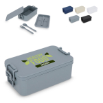 Lunchbox mit zwei Ebenen, Verschlussclips und integriertem Besteck 1,55 l