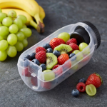 Multifunktionale Lunchbox mit Schraubdeckel und wiederverwendbarem Besteck farbe schwarz
