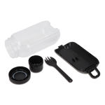 Multifunktionale Lunchbox mit Schraubdeckel und wiederverwendbarem Besteck farbe schwarz fünfte Ansicht