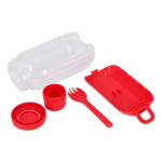 Multifunktionale Lunchbox mit Schraubdeckel und wiederverwendbarem Besteck farbe rot fünfte Ansicht