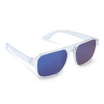 Sonnenbrille aus recyceltem Kunststoff mit Spiegeleffekt und UV400-Schutz farbe blau-transparent