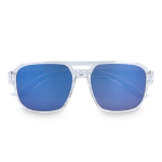 Sonnenbrille aus recyceltem Kunststoff mit Spiegeleffekt und UV400-Schutz farbe blau-transparent zweite Ansicht