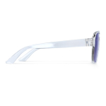 Sonnenbrille aus recyceltem Kunststoff mit Spiegeleffekt und UV400-Schutz farbe blau-transparent dritte Ansicht