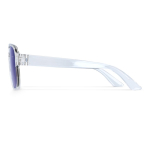 Sonnenbrille aus recyceltem Kunststoff mit Spiegeleffekt und UV400-Schutz farbe blau-transparent vierte Ansicht