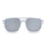 Sonnenbrille aus recyceltem Kunststoff mit Spiegeleffekt und UV400-Schutz farbe grau-transparent zweite Ansicht
