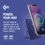 Magnetische Powerbank Fresh 'n Rebel mit kabelloser Ladefunktion, 10.000 mAh farbe blau achte Ansicht