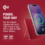 Magnetische Powerbank Fresh 'n Rebel mit kabelloser Ladefunktion, 10.000 mAh farbe rot achte Ansicht