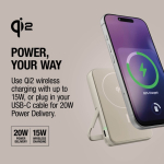 Magnetische Powerbank Fresh 'n Rebel mit kabelloser Ladefunktion, 10.000 mAh farbe beige achte Ansicht