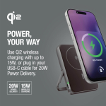 Magnetische Powerbank Fresh 'n Rebel mit kabelloser Ladefunktion, 10.000 mAh farbe dunkelgrau achte Ansicht