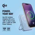 Magnetische Powerbank Fresh 'n Rebel mit kabelloser Ladefunktion, 10.000 mAh farbe hellblau achte Ansicht