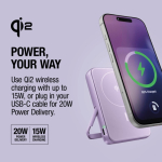 Magnetische Powerbank Fresh 'n Rebel mit kabelloser Ladefunktion, 10.000 mAh farbe lila achte Ansicht