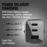 Schnellladegerät Fresh 'n Rebel mit USB-A und 2 USB-C-Anschlüssen, 67 W farbe dunkelgrau sechste Ansicht