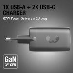 Schnellladegerät Fresh 'n Rebel mit USB-A und 2 USB-C-Anschlüssen, 67 W farbe dunkelgrau neunte Ansicht