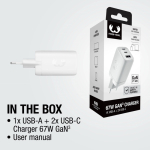 Schnellladegerät Fresh 'n Rebel mit USB-A und 2 USB-C-Anschlüssen, 67 W farbe hellgrau