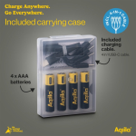 Set mit 4 wiederaufladbaren AAA-Akkus und USB-C-Anschluss, 600 mAh farbe schwarz fünfte Ansicht
