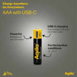 Set mit 4 wiederaufladbaren AAA-Akkus und USB-C-Anschluss, 600 mAh farbe schwarz sechste Ansicht