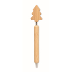 Bambuskugelschreiber mit Weihnachtsbaum-Design und blauer Tinte farbe holzton