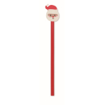 Bleistift aus Pappelholz mit Weihnachtsmotiven und Radiergummi farbe rot
