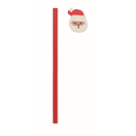 Bleistift aus Pappelholz mit Weihnachtsmotiven und Radiergummi farbe rot dritte Ansicht