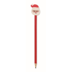 Bleistift aus Pappelholz mit Weihnachtsmotiven und Radiergummi farbe rot vierte Ansicht