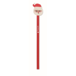 Bleistift aus Pappelholz mit Weihnachtsmotiven und Radiergummi farbe rot Hauptansicht