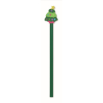 Bleistift aus Pappelholz mit Weihnachtsmotiven und Radiergummi farbe grün