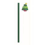 Bleistift aus Pappelholz mit Weihnachtsmotiven und Radiergummi farbe grün dritte Ansicht