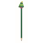 Bleistift aus Pappelholz mit Weihnachtsmotiven und Radiergummi farbe grün vierte Ansicht