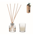 Aromaset mit Diffusor aus Glas und Vanille-Duftkerze farbe beige Ansicht mit Druckbereich