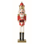 Dekorative Nussknacker-Figur aus Holz mit stabilem Standfuß farbe rot vierte Ansicht