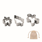 Set mit 3 Plätzchenausstechern aus Edelstahl in Weihnachtsformen farbe beige