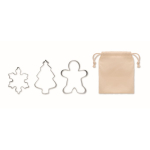 Set mit 3 Plätzchenausstechern aus Edelstahl in Weihnachtsformen farbe beige dritte Ansicht