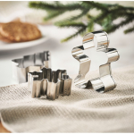 Set mit 3 Plätzchenausstechern aus Edelstahl in Weihnachtsformen farbe beige Stimmungsbild