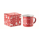 Emaillierter Metallbecher im Weihnachtsstil in Einzelbox 300 ml farbe rot