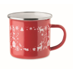 Emaillierter Metallbecher im Weihnachtsstil in Einzelbox 300 ml farbe rot zweite Ansicht