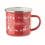Emaillierter Metallbecher im Weihnachtsstil in Einzelbox 300 ml farbe rot zweite Hauptansicht