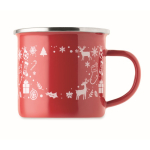 Emaillierter Metallbecher im Weihnachtsstil in Einzelbox 300 ml farbe rot vierte Ansicht