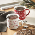 Emaillierter Metallbecher im Weihnachtsstil in Einzelbox 300 ml farbe weiß Stimmungsbild Hauptansicht