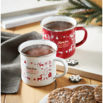Emaillierter Metallbecher im Weihnachtsstil in Einzelbox 300 ml farbe weiß Stimmungsbild Hauptansicht zweite Ansicht