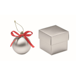 Weihnachtskugel zum Aufhängen mit Band, in Geschenkbox präsentiert farbe silber
