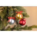 Weihnachtskugel zum Aufhängen mit Band, in Geschenkbox präsentiert farbe gold Stimmungsbild