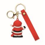 Kunststoff-Schlüsselanhänger mit Weihnachtsmann-Figur und Aufhängering farbe rot zweite Ansicht