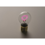 Dekorative LED-Glühbirne mit herzförmigem Filament und Batterien farbe neonpink drittes Detailbild