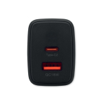 EU-Wandladegerät mit USB-A- und USB-C-Anschluss, 65 W Schnellladung farbe schwarz