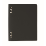 Nachfüllbares A5-Notizbuch mit Umschlag aus recyceltem PU und liniertem Papier farbe schwarz siebte Ansicht