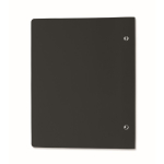 Nachfüllbares A5-Notizbuch mit Umschlag aus recyceltem PU und liniertem Papier farbe schwarz achte Ansicht