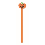 Bleistift aus Pappelholz mit Radiergummi in Kürbisform farbe orange